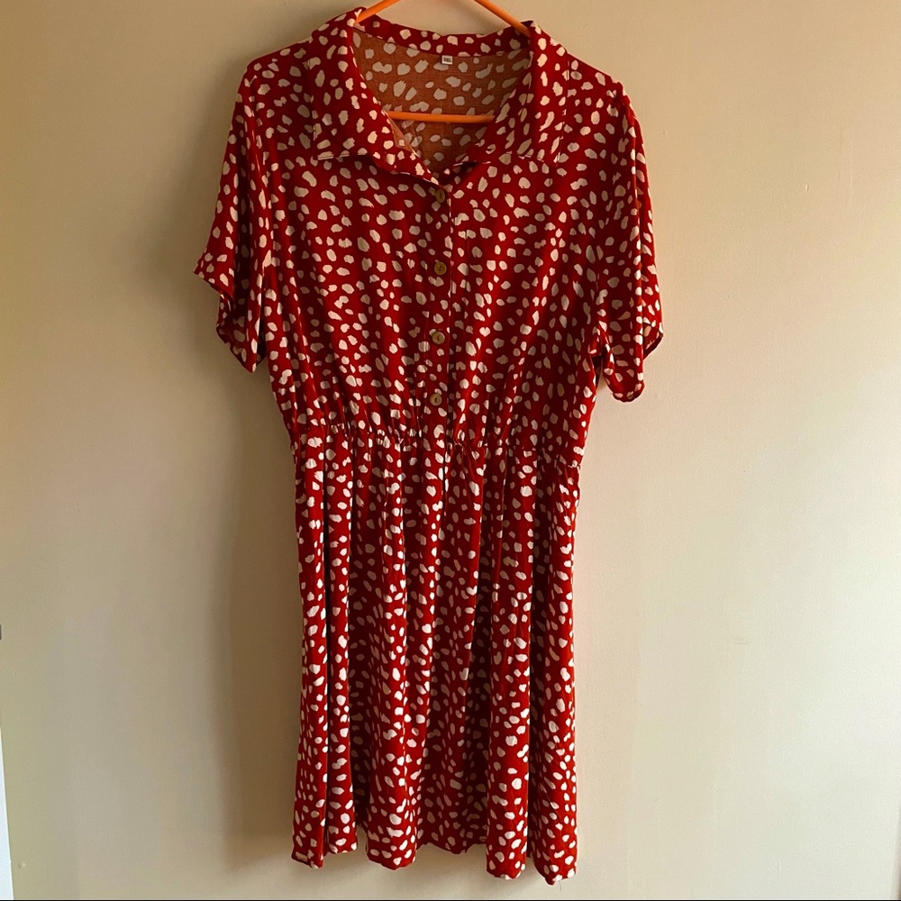 Shein Plus size womens button down polka dot dress size 2x.